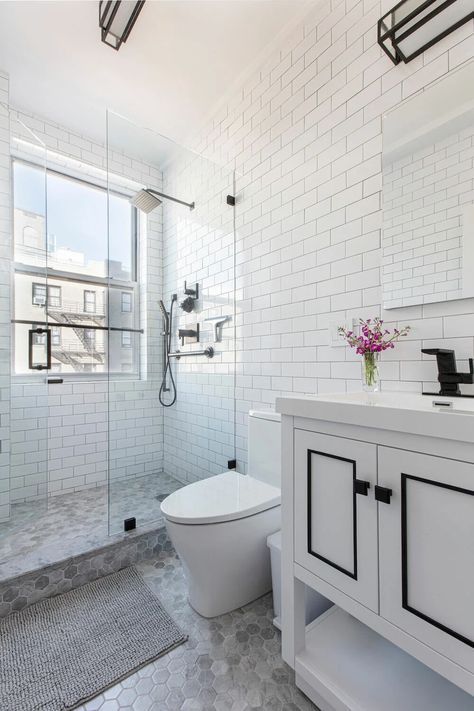 7 Bathtub to Shower Conversions That Add Style & Space | Sweeten.com Bathtub To Shower Conversion, Bath To Shower Conversion, Bedroom Bathroom Combo, Bathtub Shower Remodel, Tub To Shower Remodel, Tub To Shower Conversion, Shower Conversion, Bathroom Improvements, Standing Shower