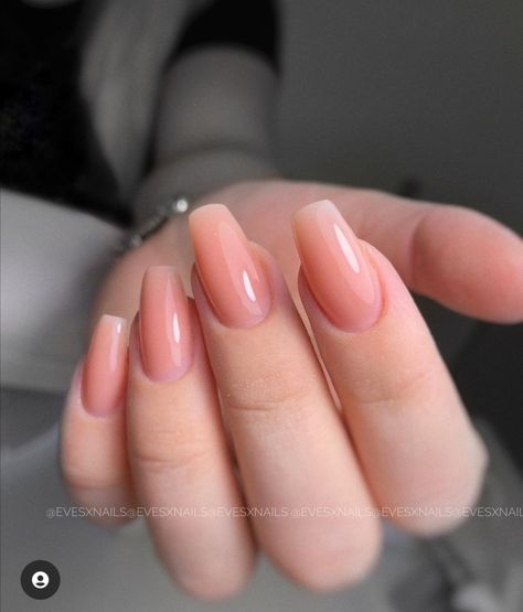 Soft Peach Nails, Nude Peach Nails, Peach Nude Nails, Peachy Pink Nails, Natural Acrylic Nails, Natural Gel Nails, Peach Nails, Gel Acrylic Nails, Basic Nails