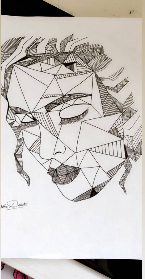 Geometric Face Art, Geometric Artists, Geometric Face, Traditional Tattoo Designs, Geometric Portrait, Pen Art Drawings, Geometric Design Art, Geometric Drawing, Beauty Art Drawings