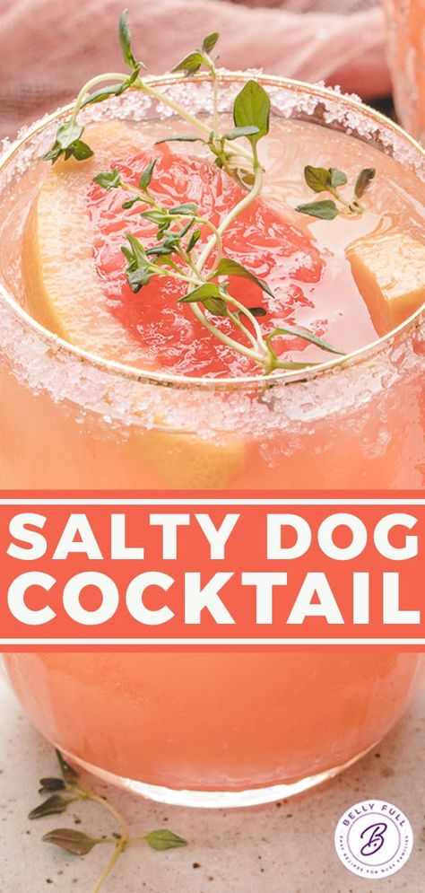 Squirt Drink Cocktail Recipes, Salty Dog Drink, Salty Dog Cocktail Recipe, Salty Dog Cocktail, Sweet Drinks Recipes, Dog Cocktail, Yummy Cocktails, Grapefruit Cocktail, Healthy And Unhealthy Food