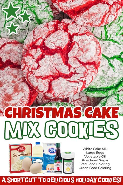 3 Ingredient Red Velvet Cookies, Lemon Crinkle Cookies From Cake Mix Easy, Vegan Cake Mix Cookies, Red Velvet Cookies With Cake Mix Boxes, Christmas Cake Mix Cookies, Cake Mix Christmas Cookies, Easiest Cookie Recipe, Cake Cookies Recipe, Velvet Desserts