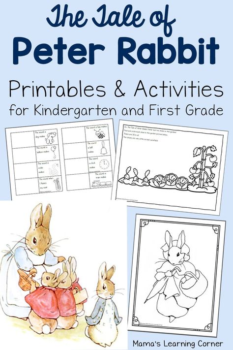 The Tale of Peter Rabbit Printables - Mamas Learning Corner Peter Rabbit Printables, Tale Of Peter Rabbit, Peter Rabbit Party, Peter Rabbit And Friends, Rabbit Crafts, Five In A Row, Homeschool Encouragement, Activities For Children, Author Studies