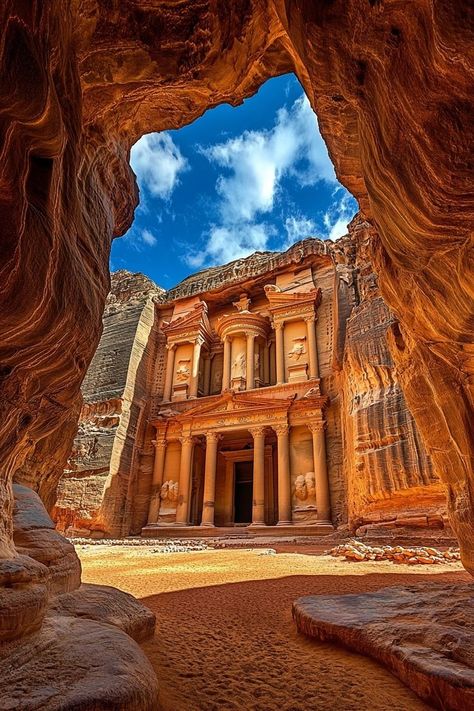 "Explore the rose-red city of Petra! 🏜️🌟 Marvel at the stunning rock-cut architecture and ancient history of Jordan’s most iconic site. 🏛️❤️ #Petra #Jordan #AncientWonders" City Of Petra, Jordan Photos, Jordan Travel, Petra Jordan, Roman City, Airport Travel, Hidden Places, Mysterious Places, Countries To Visit