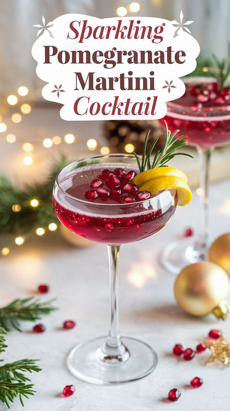 "Discover the ultimate Sparkling Pomegranate Martini Cocktail Recipe,  perfect for your Thanksgiving celebration! This refreshing drink combines  the vibrant flavors of pomegranate with a bubbly twist, making it an ideal  choice for low carb Thanksgiving recipes. Impress your guests with this  delicious pomegranate cocktail that complements traditional and vegetarian  Thanksgiving recipes alike. Elevate your Thanksgiving dinner recipes with  this healthy, festive drink that's sure to be a hit." Cherry Pomegranate Cocktail, Christmas Drinks With Vodka, Easy Christmas Cocktails Recipes, Vodka Holiday Drinks, Peppermint Cocktails, Xmas Punch, Festive Christmas Drinks, Drinks With Vodka, Holiday Party Cocktails