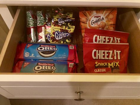 Secret Snack Stash, Bedroom Snack Storage, Snack Stash, Video Game Organization, Snack Drawer, Hippie Bedroom Decor, Snack Stand, Game Room Kids, Video Game Tattoo