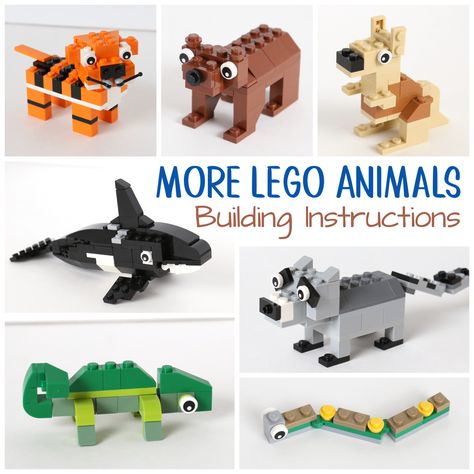 More LEGO Animals to Build - Frugal Fun For Boys and Girls Lego Zoo, Lego Bins, Easy Lego Creations, Lego Books, Lego Challenge, Lego Mindstorms, Lego Club, Free Lego, Lego Animals