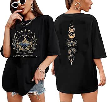 Wudlads Acotar Night Court T Shirt Women Velaris City of Starlight Tshirt Night Court Graphic Tee Oversized Short Sleeve Tops Acotar Night Court, Graphic Tee Oversized, Velaris City Of Starlight, City Of Starlight, Amazon Favs, Bookish Merch, Vintage Moon, Night Court, Oversize Casual