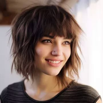 Short Edgy Haircuts With Bangs, Quirky Bob Hairstyles, Shag Haircut For Women, Uneven Bangs, Shaggy Bob With Bangs, Bangs Haircut Ideas, Fun Haircuts, Shag Bob Haircut, Choppy Bob With Bangs