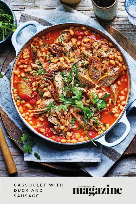 Duck Cassoulet Recipe, Easy Cassoulet Recipe, African Food Photography, Cassoulet Recipe Easy, Duck Stew, Sausage Cassoulet, Cassoulet Recipe, Confit Duck, Party Dinners