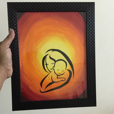 Acrylic Painting - Mom Child Mom And Me Canvas Painting Ideas, Mom And Son Painting Ideas, Paintings Ideas For Mom, Mother Painting Ideas Simple, Motherhood Painting Easy, Mother Day Painting On Canvas Easy, Motherhood Painting Abstract, Mother's Day Paintings, Canvas Painting Ideas For Mom