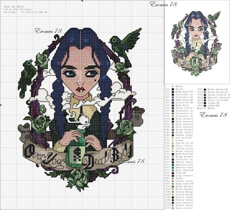 Over Your Dead Body Eromas 78 Artist Tim Shumate Stitch Character, Disney Cross Stitch Patterns, Halloween Cross Stitch Patterns, Halloween Cross Stitches, Disney Cross Stitch, Beaded Cross Stitch, Crochet Cross, Disney Stitch, Wednesday Addams