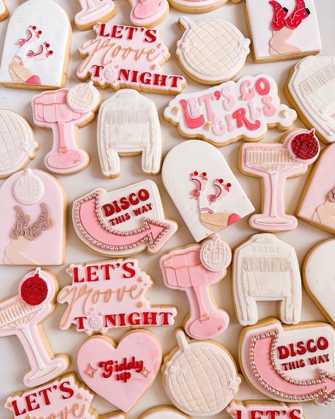 Disco Rodeo Cookies, Disco Themed Cookies, Disco Bachelorette Cookies, Last Disco Cookies, Disco Sugar Cookies, Bachelorette Cookie Ideas, 21st Cookies, Nashville Cookies, 21st Nashville