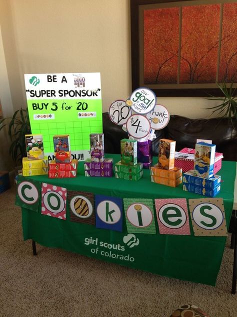 The Cardboard Blog | Girl scout cookies booth, Girl scouts, Brownie ... Cookie Booth Ideas Display, Cookie Booth Ideas, Girl Scout Cookie Booth, Daisy Activities, Girl Scout Cookie Meme, Girl Scout Daisy Activities, Girl Scout Meeting Ideas, Daisy Ideas, Girl Scout Mom