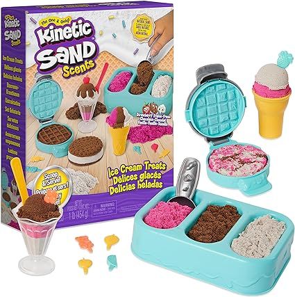 Amazon.com: Kinetic Sand Scents, Ice Cream Treats Playset with 3 Colors of All-Natural Scented Play Sand and 6 Serving Tools, Sensory Toys for Kids Ages 3 and up : Toys & Games Play Sand, Sensory Toys For Kids, Kinetic Sand, Ice Cream Treats, Kids Gift Guide, Ice Cream Truck, Sand Art, Natural Scents, Sand Castle