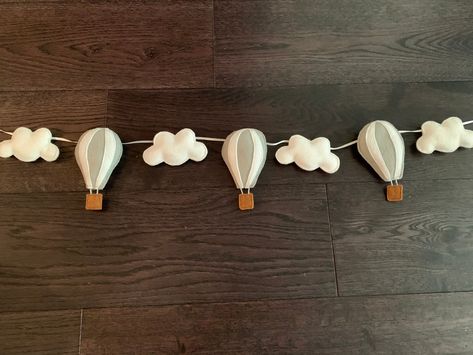 Hot Air Balloon Nursery, Balloon Clouds, Nursery Wall Art Girl, Zip Code Gifts, Felt Garland, Hot Air Balloons, Handmade Gift Wrap, Flag Bunting, Air Balloons