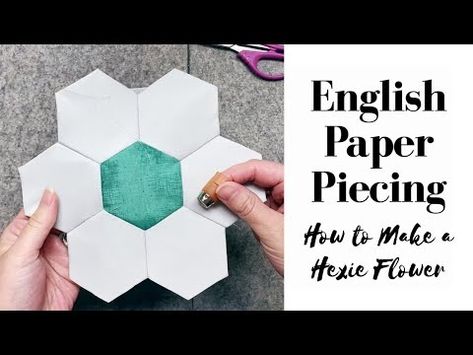 English Paper Piecing - How to Make a Hexie Flower - Video tutorial for how to make a hexie or hexagon flower. Hexie Flower, Charm Quilts, Flower Projects, Charm Quilt, How To Make Paper Flowers, English Paper Piecing, Southern Charm, How To Sew, Flower Tutorial