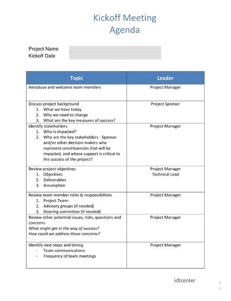 Project Management Kickoff Meeting Agenda Template. A project kick-off meeting orients your team and moves things forward. Here we have a project management kickoff meeting agenda template to Project Kickoff Meeting Template, Project Meeting, Team Meeting Agenda, Project Tracking, Kickoff Meeting, Meeting Template, Office Templates, Meeting Agenda Template, Agile Project Management