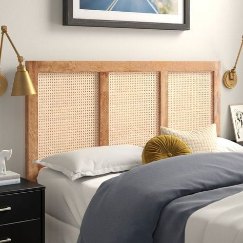 Elevate Your Bedroom With the Best Headboards of 2022 Wood Panel Headboard, Rattan Headboard, Ashley Home, Caned Headboard, Natural Teak Wood, Contemporary Bedroom Decor, Queen Headboard, Wood Headboard, Wood End Tables