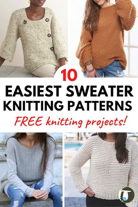 Easy Pullover Sweater Knitting Pattern, Women Sweater Knitting Pattern Free, Easy Sweaters To Knit Free Pattern, Knitted Jerseys For Women Free Patterns, Knitted Jumpers For Women Free Patterns, Beginner Jumper Knitting Pattern, Knitted Jersey Patterns For Women, Easy Beginner Knit Sweater, Women Sweater Knitting Pattern