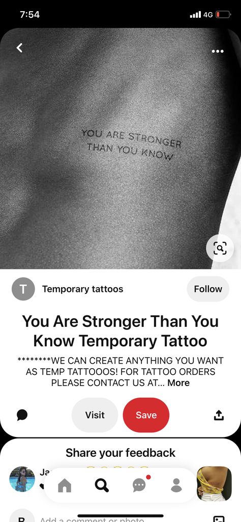 Think Tattoo, Stronger Than You Think, Tat Ideas, You Are Strong, Stronger Than You, Temporary Tattoos, Temporary Tattoo, You Think, Thinking Of You