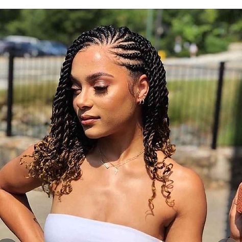 The 30 Hottest Twist Braid Styles Trending in 2021 Bob Braids Hairstyles, Short Box Braids Hairstyles, Short Box Braids, African Hair Braiding Styles, Braided Cornrow Hairstyles, Braids Hairstyles Pictures, Twist Braid Hairstyles, Short Braids, Hair Twist Styles