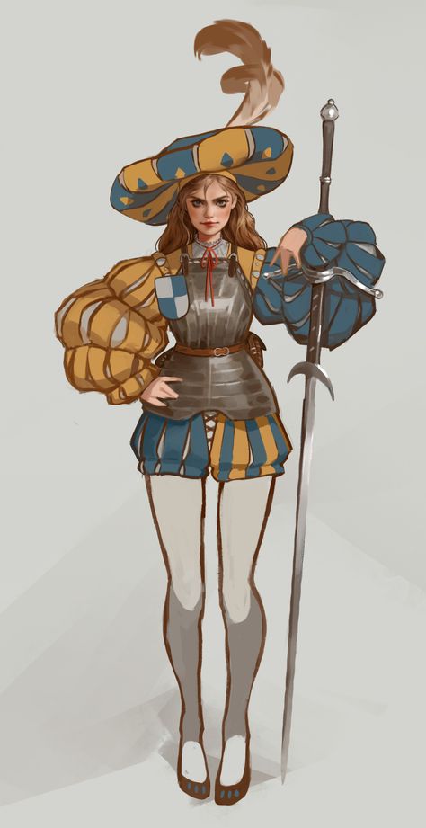 ArtStation - Landsknecht mercenary Medieval Jester Character Design, Bard Oc Art, Female Jester Character Design, Bard Armor, Dnd Royalty, Dnd Heist, Jester Medieval, Dnd Bard Character Design, Jester Dnd