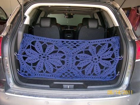 Crochet a cargo net to fully accept Momma Van status Crochet Cars, Car Interior Diy, Cars Accessories, Hippie Car, Car Deco, Crochet Car, Cool Car Accessories, Cargo Net, Girly Car