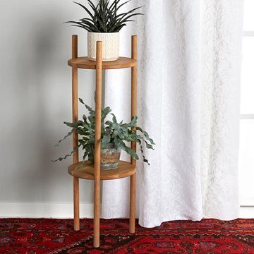 Dowel Plant Stand, Scrap Wood Plant Stand, Tall Oak Plant Stand, Plant Presentation, Vintage Plant Stand Wood, Round Wood Colomn Plant Stand, Diy Wood Stain, Diy Planter Box, Carpentry Diy