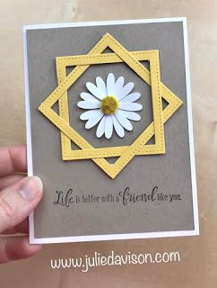 3 Projects with Quick  Easy Daisy Embellishments ~ Stampin' Up! Perennial Essence Floral Centers ~ Interlocking Frames Tutorial ~ www.juliedavison.com Daisy Cards, Creating Cards, Frame Card, Cricut Cards, Making Greeting Cards, Fancy Fold Cards, Birthday Cards Diy, Stamping Up Cards, Card Tutorials