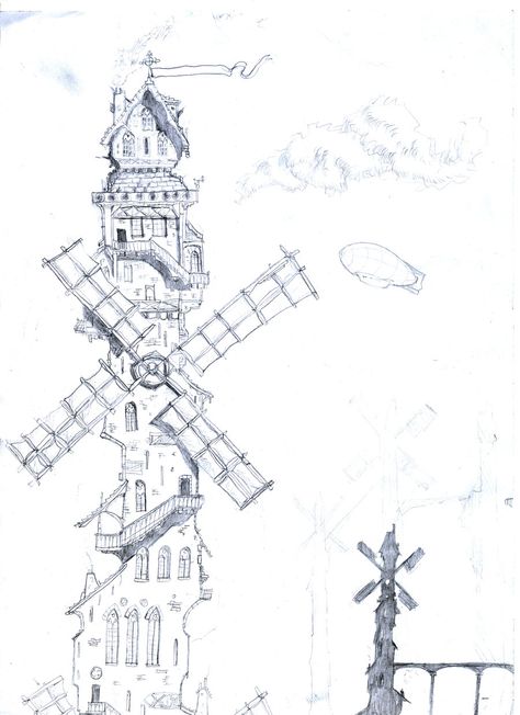 windmill Environment Props, Building Drawing, Props Concept, Prop Design, Illustration Sketches, Visual Development, Ethereal Art, Environment Design, Character Design References