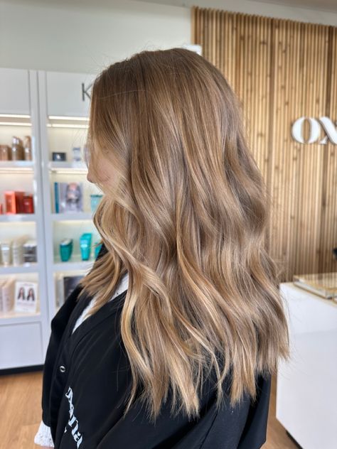 Blended Light Brown Hair, Brown Toned Blonde Hair, Blond And Light Brown Hair, Long Caramel Blonde Hair, Cool Caramel Hair, Warm Toned Blonde Highlights, Natural Highlights For Dark Blonde Hair, Fawn Blonde Hair, Dirty Blonde Hair No Highlights