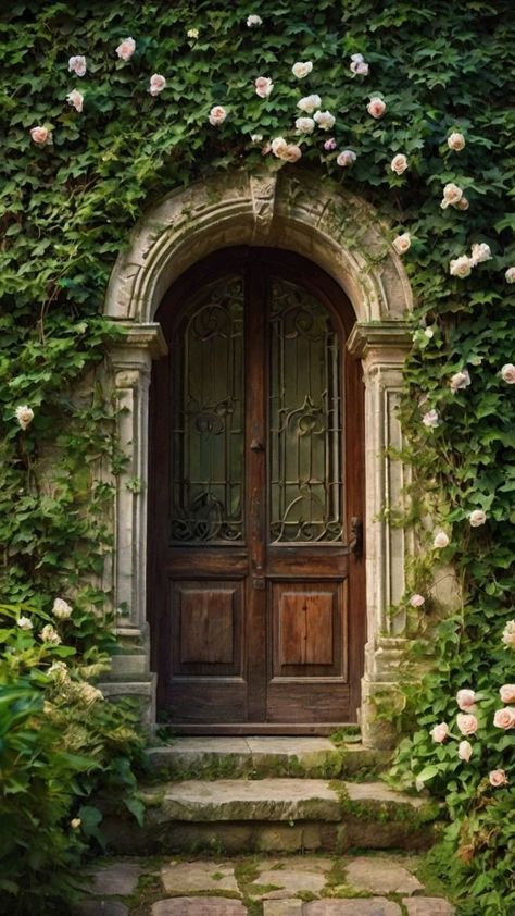 Old Garden Aesthetic, Porta Aesthetic, Puertas Aesthetic, Cottagecore Door, Window Seat Ideas, Old Fashioned House, Magical Door, Medieval Door, Door Aesthetic