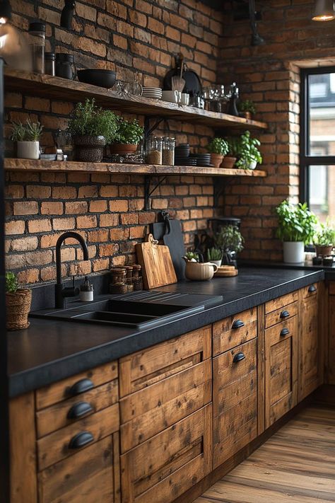 Inspiring 24+ Black Decor Apartment Looks to Elevate Your Space Edgy Apartment Decor, Black And Wood Interior Design, Dark Apartment Aesthetic, Punk Apartment, Black Decor Ideas, Black Apartment Aesthetic, Black And Wood Interior, Wood Interior Design, Apartment Aesthetic