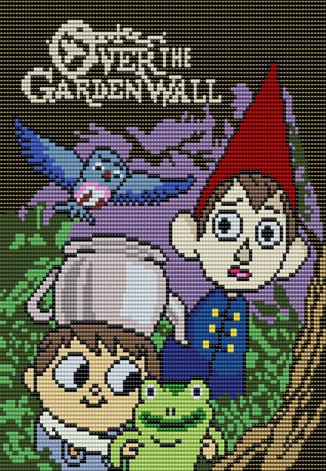 Over The Garden Wall Perler Beads, Over The Garden Wall Pixel Art, Over The Garden Wall Cross Stitch, Over The Garden Wall Crochet, Over The Garden Wall Poster, Square Grid Pattern, Poster Square, Square Grid, Easy Pixel Art