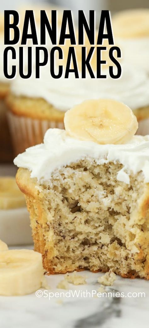 Banana Cupcake Recipe, Banana Bread Cupcakes, Nutella Icing, Banana Cupcake, Banana Cupcakes, Cupcake Recipe, With Cream Cheese Frosting, Köstliche Desserts, Banana Recipes