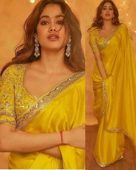 Simple Saree Designs, Wedding Saree Blouse Designs, Cotton Saree Designs, Fashionable Saree Blouse Designs, Fancy Sarees Party Wear, Half Saree Designs, Indian Fashion Saree, Saree Designs Party Wear, Yellow Saree