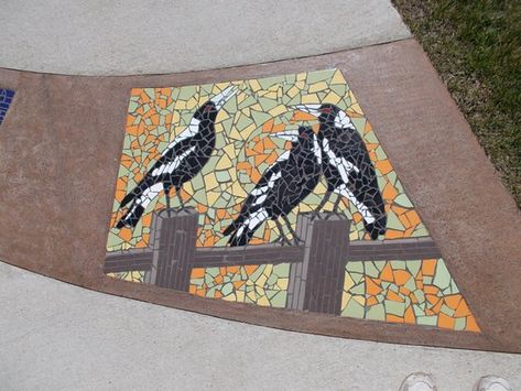 Mosaic Pathway, Sheffield Picture: The pathway is inset with beautiful mosaics of Tasmanian birds and animals and plants. - Check out TripAdvisor members' 1,062 candid photos and videos. Mosaic Pavers, Mosaic Pathway, Concrete Mosaic, Mosaic Templates, Plants Craft, Bird Bath Ideas, Mosaic Walkway, Pathway Ideas, Mosaics Ideas