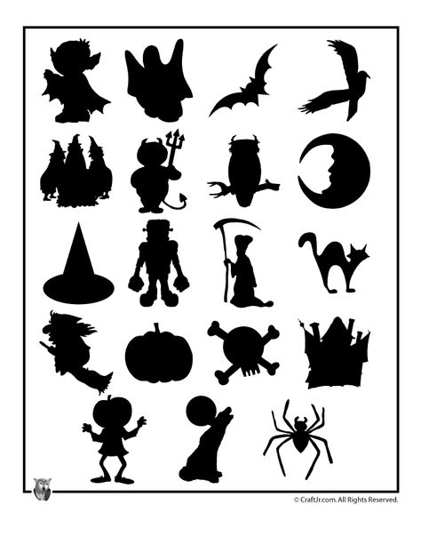 20 printable Halloween craft templates in solid shapes to be used as stencils, silhouettes, or whatever else you can imagine! Halloween Craft Templates, Printable Christmas Templates, Halloween Shapes, Printable Halloween Decorations, Image Halloween, Halloween Stencils, Halloween Templates, Pumpkin Carvings Stencils, Halloween Silhouettes