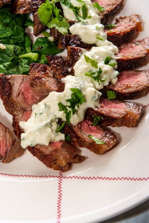 Ina Garten Beef Tenderloin With Gorgonzola Sauce - Ina Garten Eats Ina Garten Beef Tenderloin Recipes, Ina Garten Filet Mignon, Filet Appetizer Recipes, Ina Garten Beef Stroganoff, Tenderloin Appetizer Recipes, Filet Appetizer, Ina Garten Dinner Party, Beef Tenderloin Sauce, Sides For Beef Tenderloin