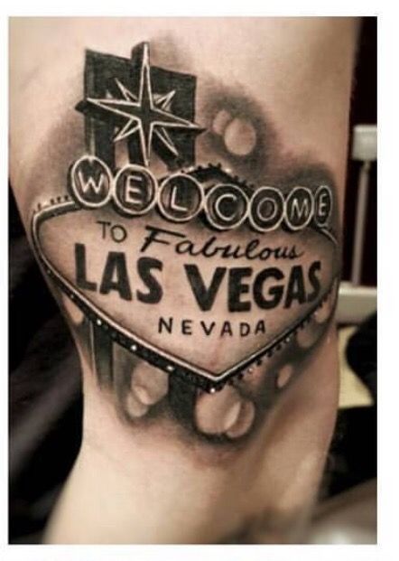 Vegas sign tattoo Vegas Tattoos, Vegas Tattoo Ideas, Vegas Sign Tattoo, Vegas Tattoo Sleeve, Las Vegas Tattoo, Las Vegas Tattoo Ideas, Las Vegas Sign Tattoo, Tattoo Casino, Casino Tattoo