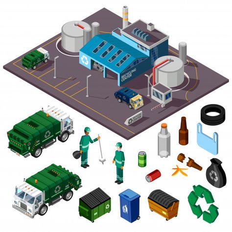 Idle Game, City Clean, Recycle Design, Recycling Center, V Games, Isometric Design, Isometric Illustration, Information Graphics, Learning And Development