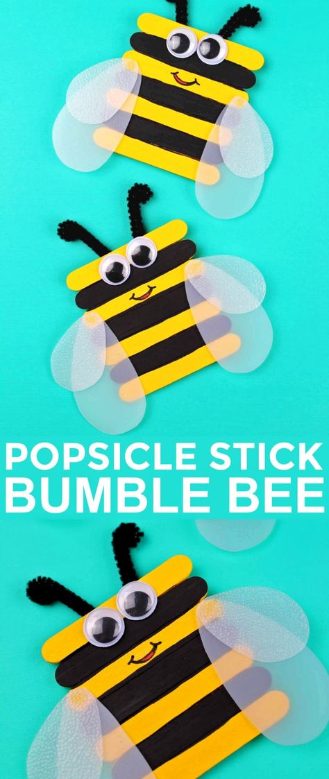 Eisstielebienen Bumble Bee Crafts, Bumble Bee Craft, Popsicle Stick Crafts For Kids, Bee Craft, Bee Crafts For Kids, Insect Crafts, Diy Popsicle, Popsicle Crafts, Crafts For Teens To Make