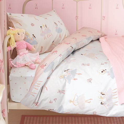 Girls Tabatha Ballerina Duvet Set-easy to make the bed only 1 layer Roses Bedroom, Ballet Bedroom, Ballerina Room, Ballerina Nursery, Matching Bedding And Curtains, Children's Bedroom Ideas, Ralph Lauren Bedding, Prima Ballerina