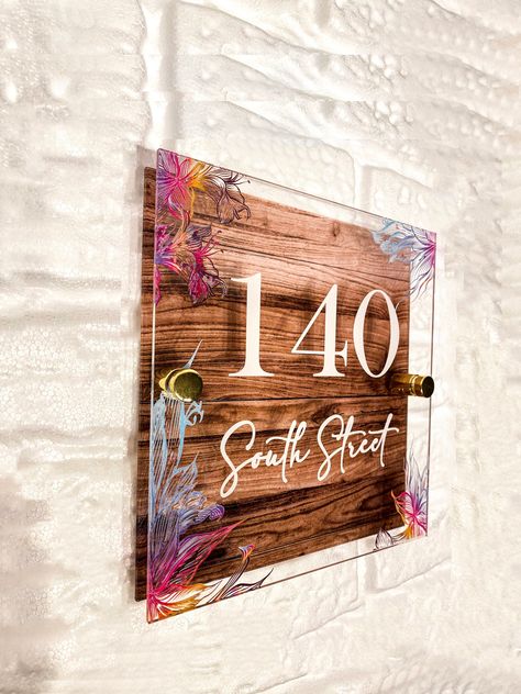 A perfect choice for an address sign that will impress everyone who comes to your home! Specify in the Personalization section 1.Personalization text 2. Design number 3.Your name, surname and phone number ( Our products are sent by international cargo.This information is therefore necessary.) If you can't wait for it to arrive and it's a gift, you can choose the express shipping option. NOTE ; I'm sure this will make the perfect housewarming gift ! 🤍 We are aware that wooden signs do not last l Sign Flowers, Don't Disturb Sign, Address Signs, Laser Cut Wood Crafts, Laser Engraved Ideas, Salon Suites, House Number Sign, Number Sign, 3d Laser