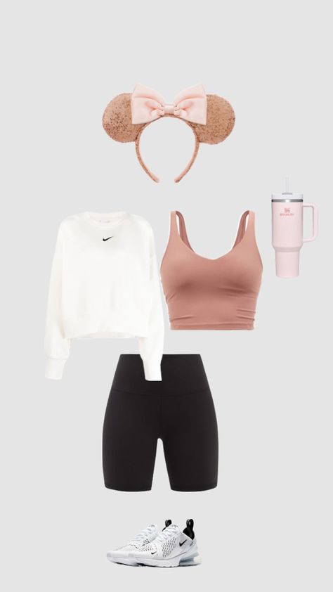 #outfitinspo #disney #disneyoutfit #rosegold #stanley #nikeair270 #lululemon Disney Outfits, Disney