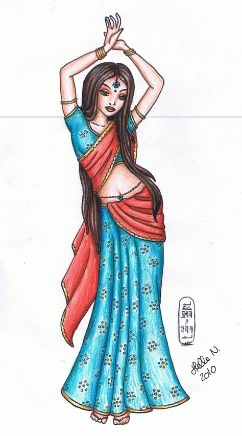 Indian Dancer by MyWorld1.deviantart.com on @deviantART Girl Profiles, Paintings Women, Painting Strokes, Lovely Drawings, Indian Drawing, Dancing Drawings, Sketches Pencil, Indian Painting, Girly Drawings