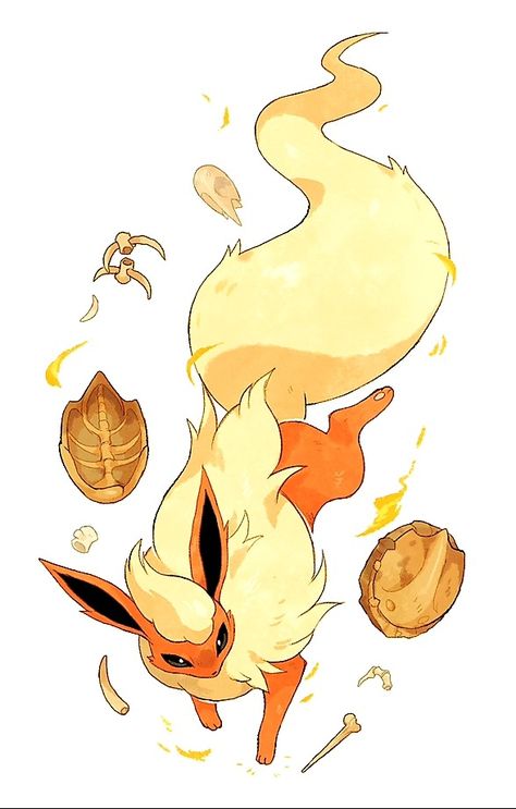 Flareon Pokemon, Pokemon Flareon, Eevee Cute, Pokemon Eevee Evolutions, Oc Pokemon, Pokemon Tattoo, Pokemon Eeveelutions, Eevee Evolutions, Magical Creature