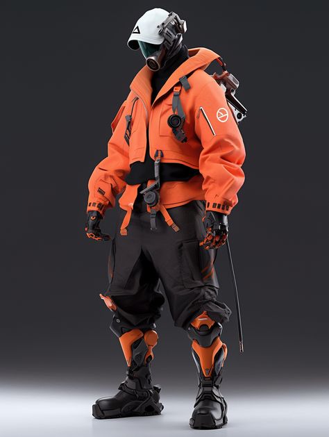 Orange Cyberpunk Outfit, Future Punk Fashion, Scifi Fashion, Cyberpunk Fashion Male, Cyberpunk Outfit Male, Robot Fashion, Sci Fi Outfit, Cyberpunk Outfit, Fashion Sketches Men