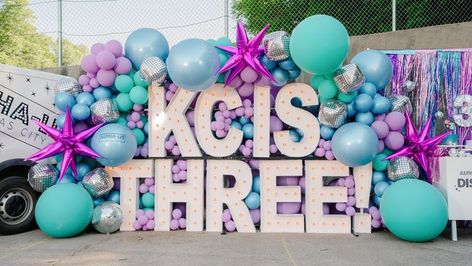 Small business birthday celebration. Cheers to 3 years Alpha-Lit Kansas City! Balloon Pictures, Numbers Symbols, Balloon Arrangements, Marquee Letters, Neon Party, Wedding Balloons, June 2022, Candy Shop, 5th Birthday