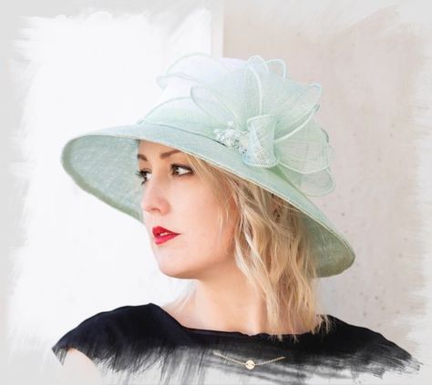 Bride Fascinator, Wide Brimmed Hat, Barbie Hat, Royal Ascot Hats, Ladies Hats, Ascot Hats, Light Mint Green, Brimmed Hat, Melbourne Cup